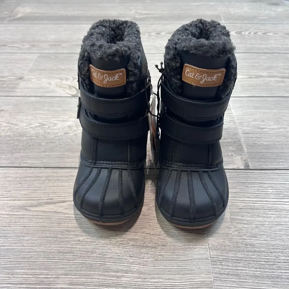 Cat & Jack Toddler Faux Fur Winter Boots Waterproof Black 9 NWT
